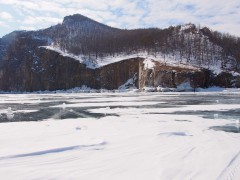 View of Olkhon from Baikal ice