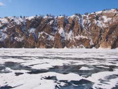 View of Olkhon from Baikal ice