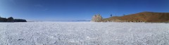 Panorama of snow-covered Baikal