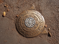 London. September 2018. Fountain marker for Princess Diana fountain