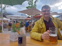 Garmish-Partenkirchen, Mittenwald, Innsbruck. May-June 2022 2022. The first mug of Bavarian beer